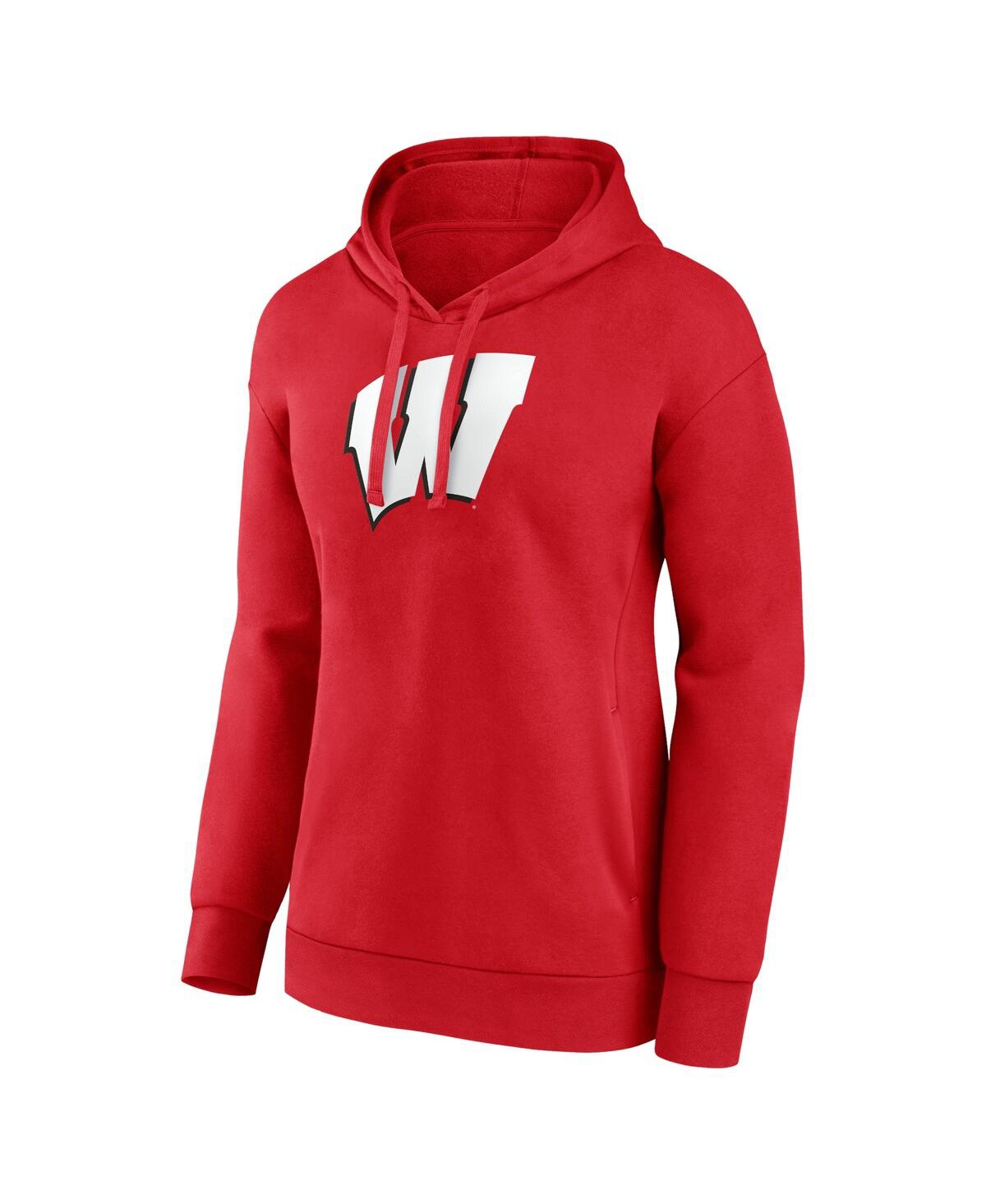 Shop Fanatics Women's  Red Wisconsin Badgers Evergreen Pullover Hoodie