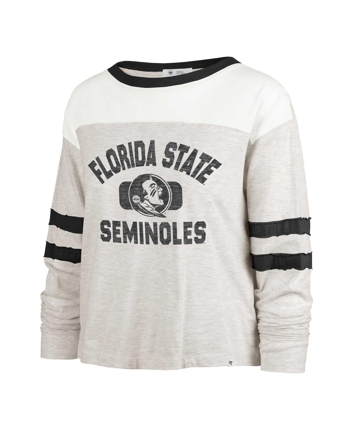 Shop 47 Brand Women's ' Oatmeal Distressed Florida State Seminoles All Class Lena Long Sleeve T-shirt