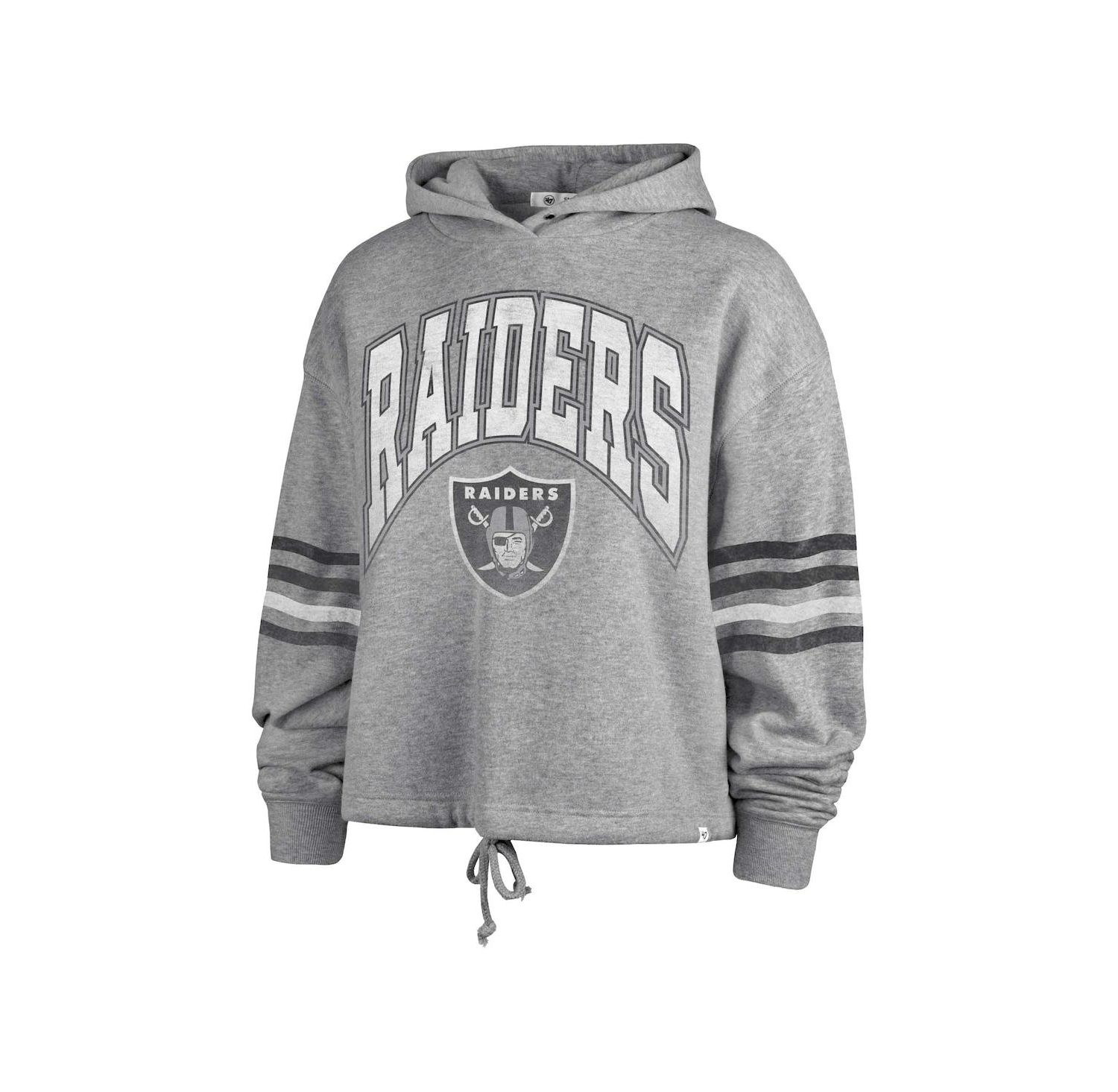 Women's Heather Gray Distressed Las Vegas Raiders Upland Bennett Pullover Hoodie