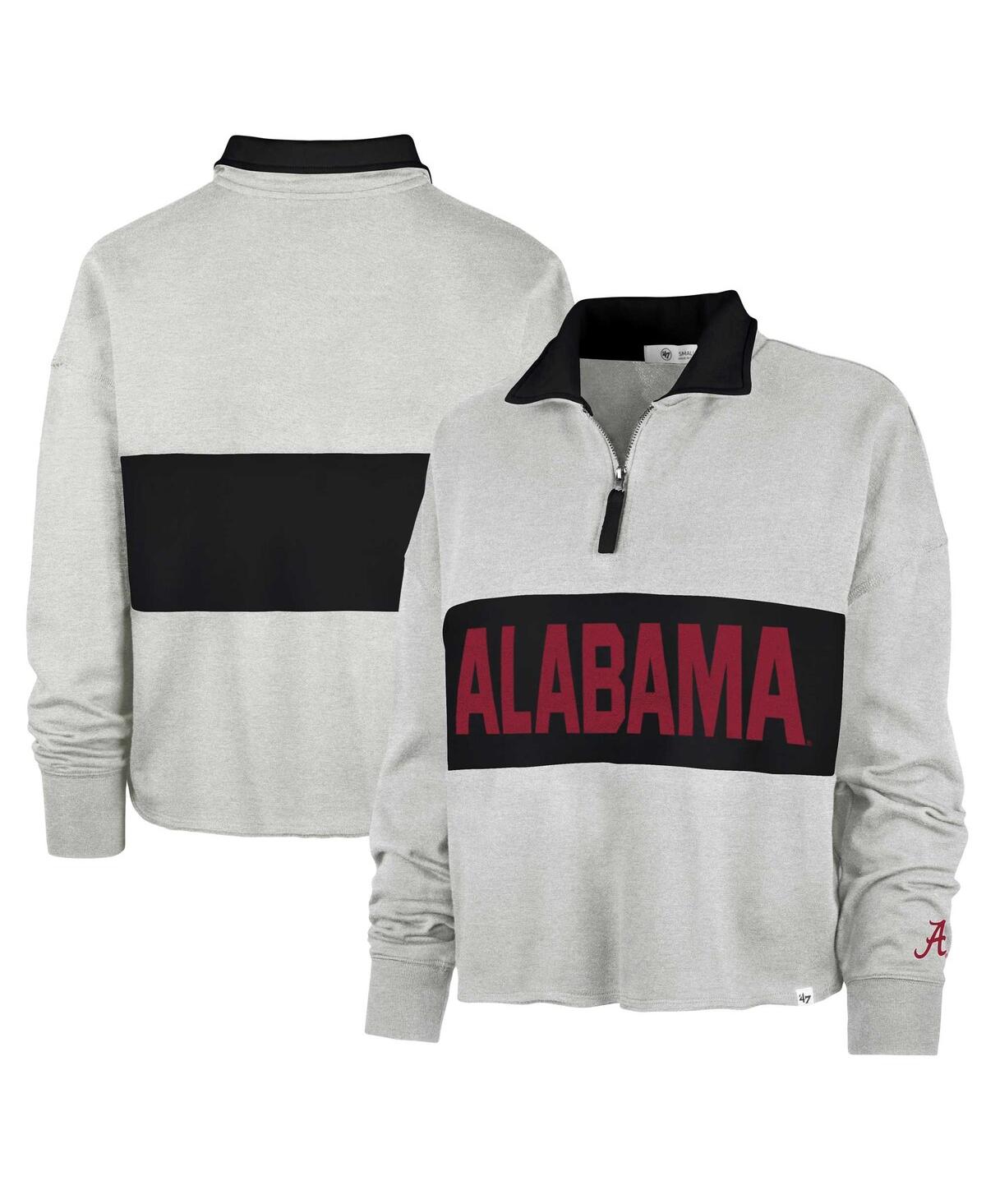 47 Brand Women's ' Gray Alabama Crimson Tide Next Level Remi Cropped Quarter-zip Sweatshirt