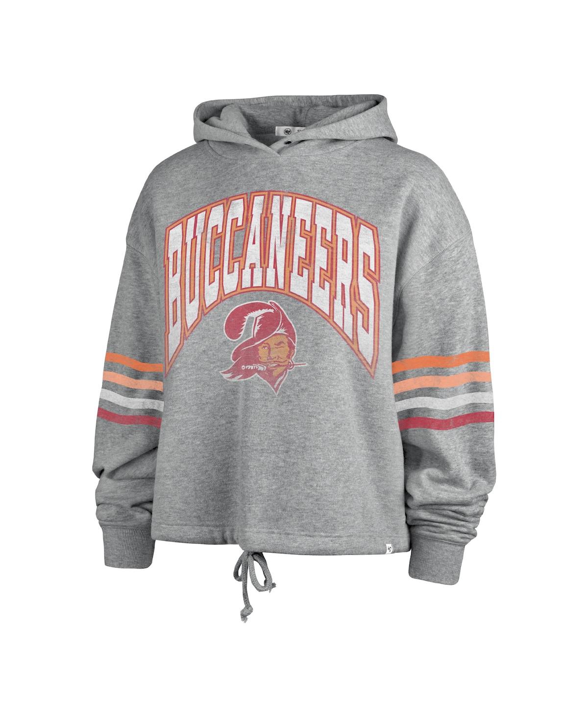 47 BRAND WOMEN'S '47 BRAND HEATHER GRAY DISTRESSED TAMPA BAY BUCCANEERS UPLAND BENNETT PULLOVER HOODIE 
