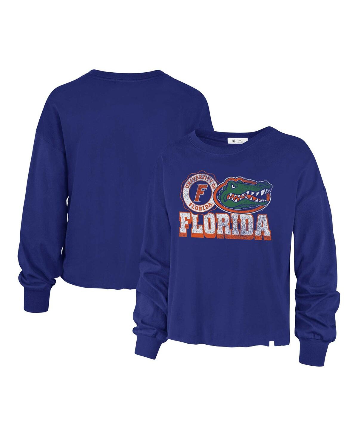Shop 47 Brand Women's ' Royal Distressed Florida Gators Bottom Line Parkway Long Sleeve T-shirt