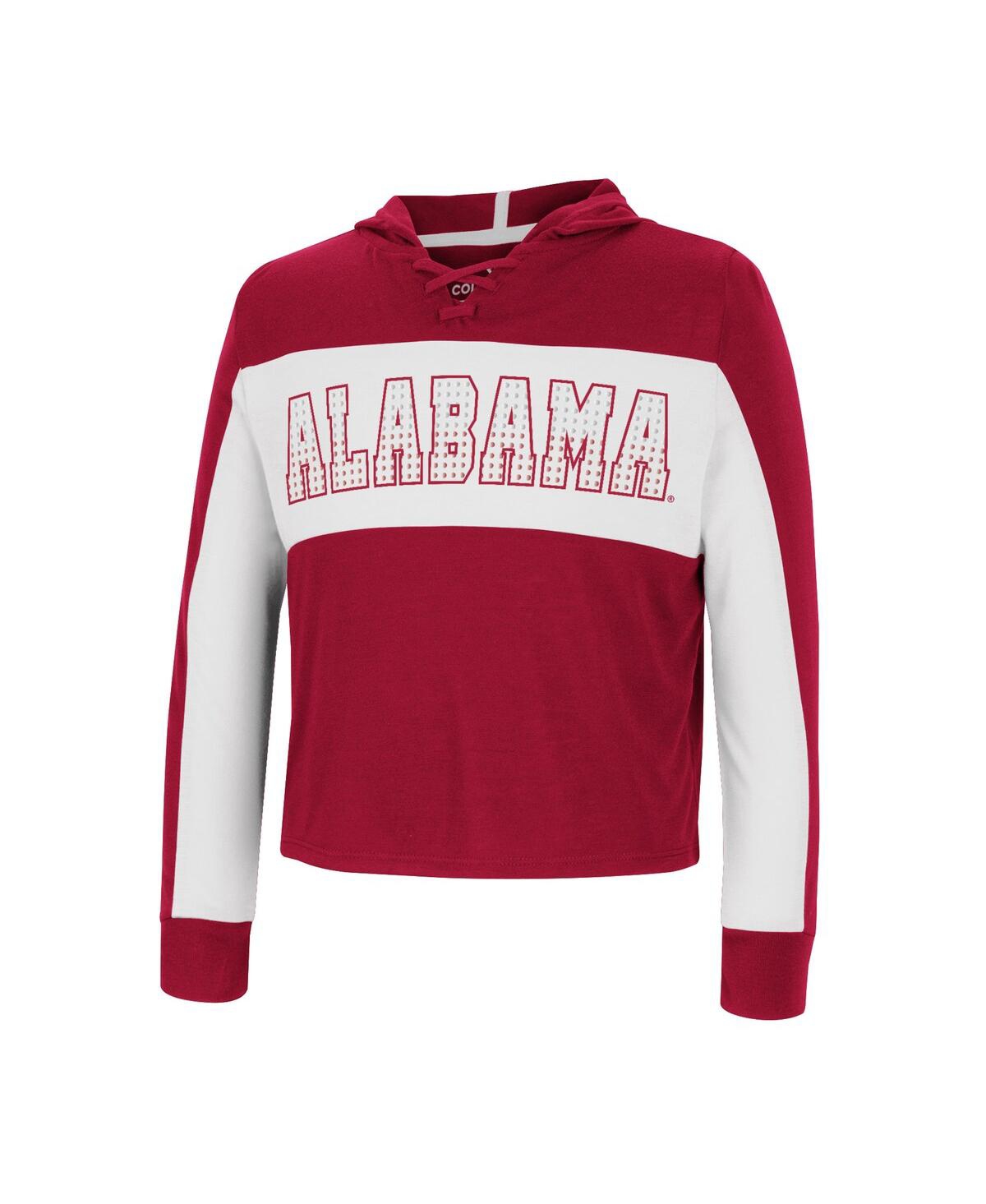 Shop Colosseum Big Girls  Crimson Alabama Crimson Tide Galooks Hoodie Lace-up Long Sleeve T-shirt