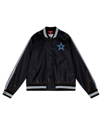 Women's Black Distressed Dallas Cowboys Raglan Satin Full-Snap Jacket