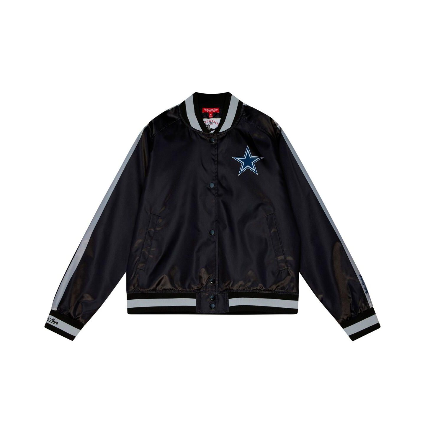 Женская куртка Mitchell & Ness Black Distressed Dallas Cowboys Raglan Satin Full-Snap — фото 4