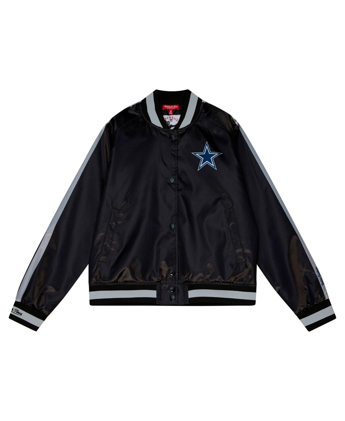 Shop Mitchell & Ness Women's  Black Distressed Dallas Cowboys Raglan Satin Full-snap Jacket