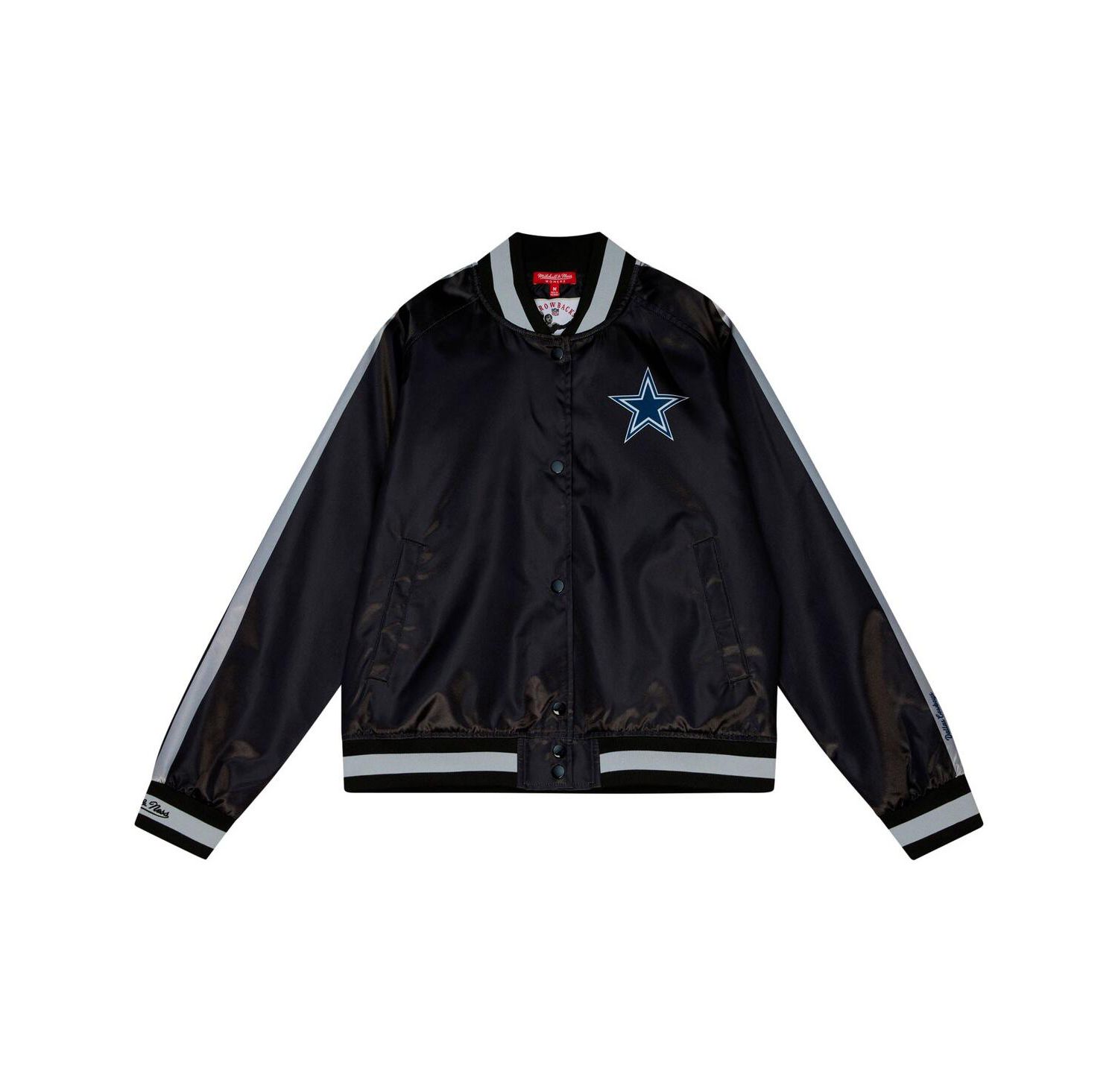 Women's Black Distressed Dallas Cowboys Raglan Satin Full-Snap Jacket