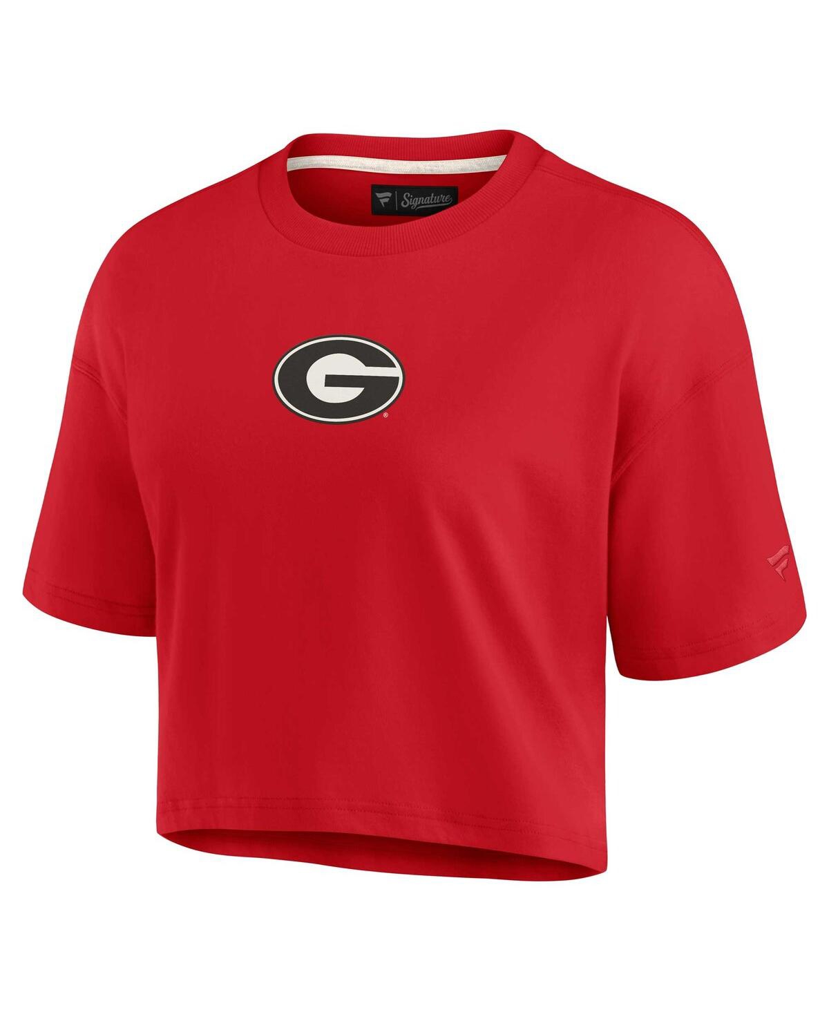 Shop Fanatics Signature Women's  Red Georgia Bulldogs Super Soft Boxy Cropped T-shirt