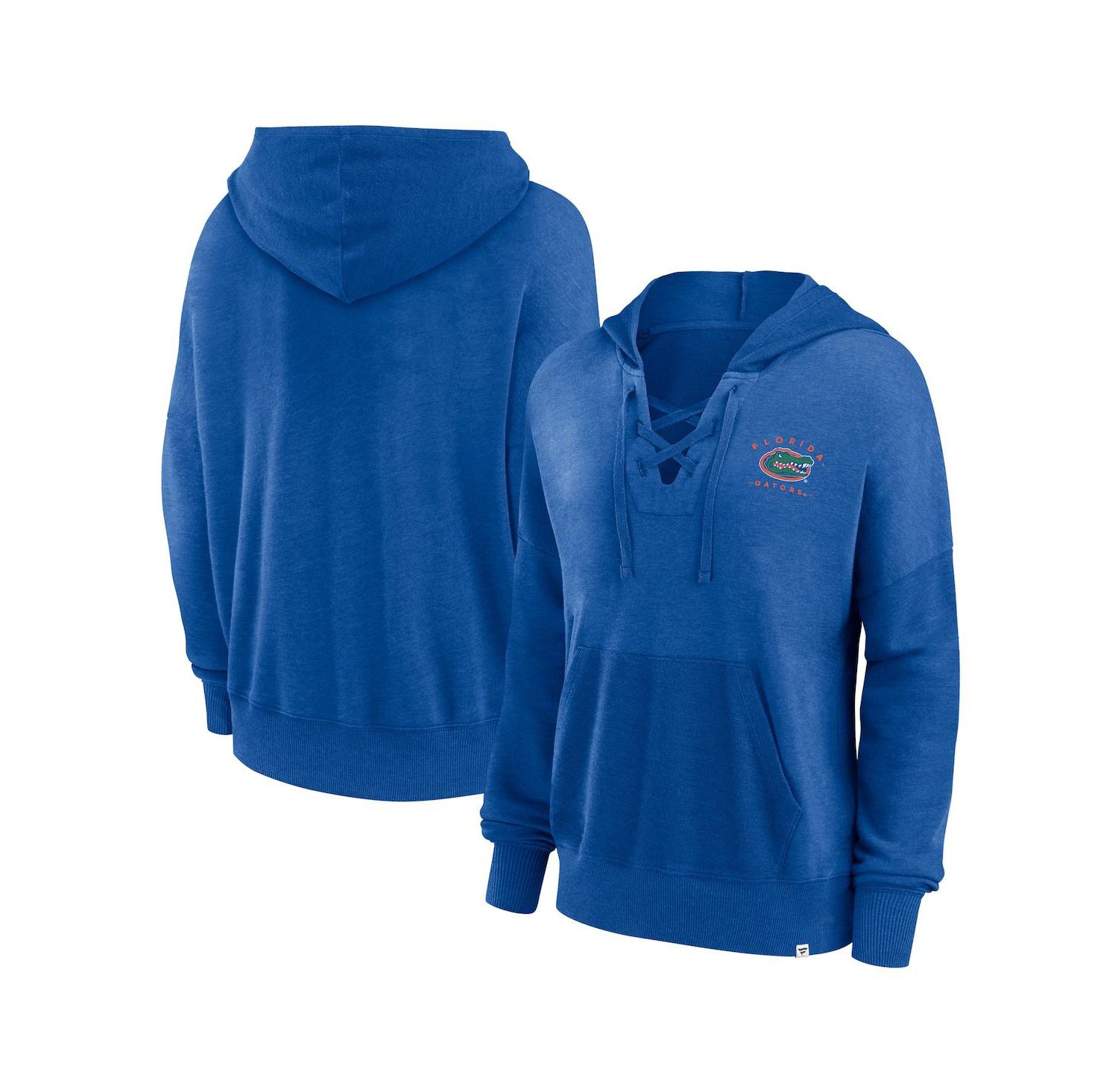 Women's Heather Royal Florida Gators Campus Lace-Up Pullover Hoodie