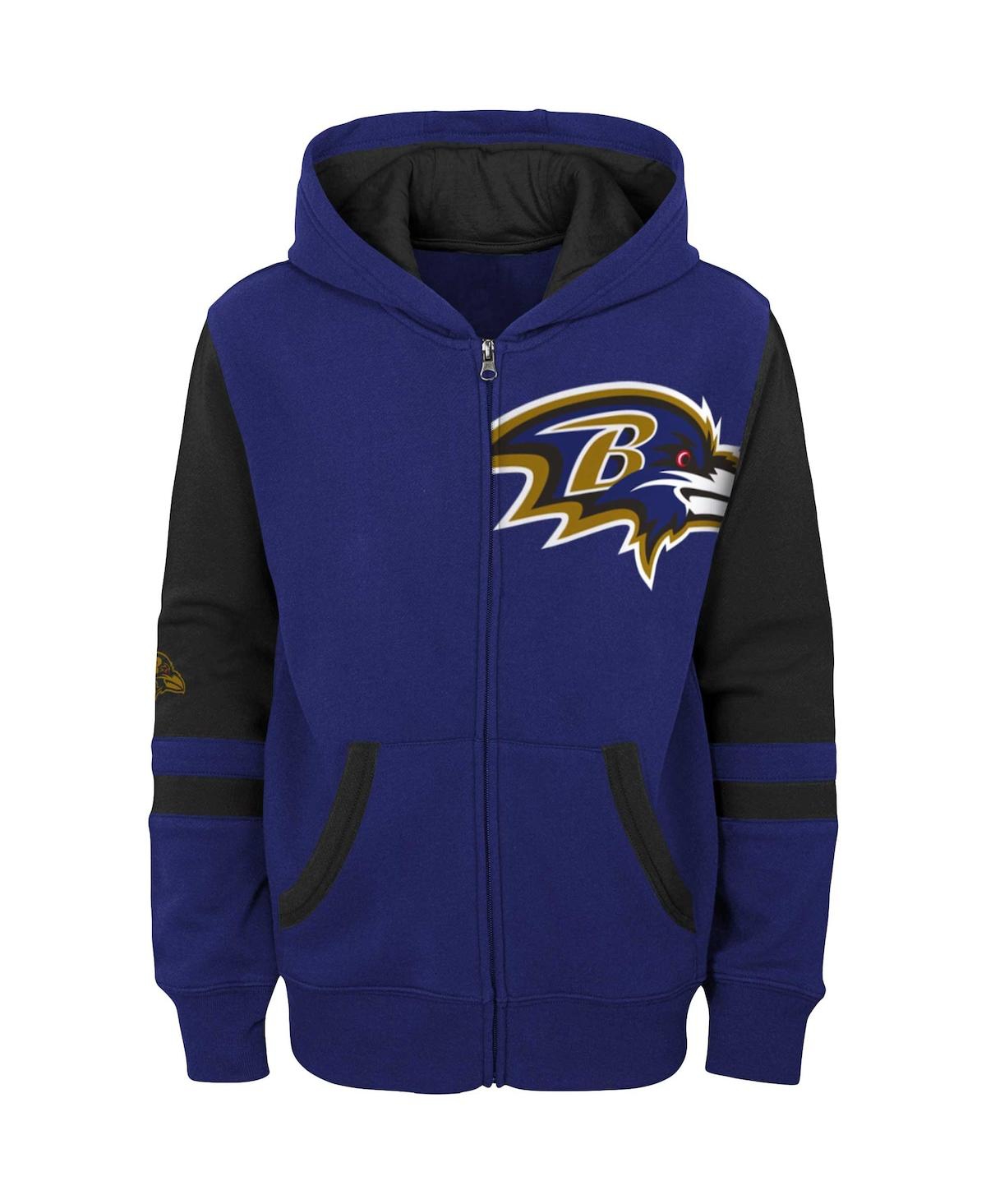 Outerstuff Youth Purple Baltimore Ravens Colorblock Full-zip Hoodie In Purple