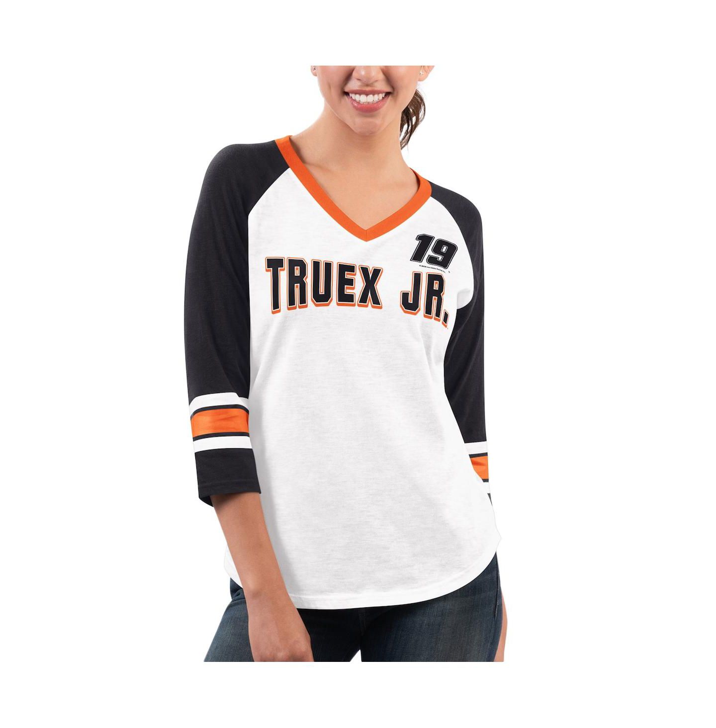 Женская футболка G-III 4Her by Carl Banks White, Black Martin Truex Jr Top Team V-Neck 3/4 Sleeve — фото 1