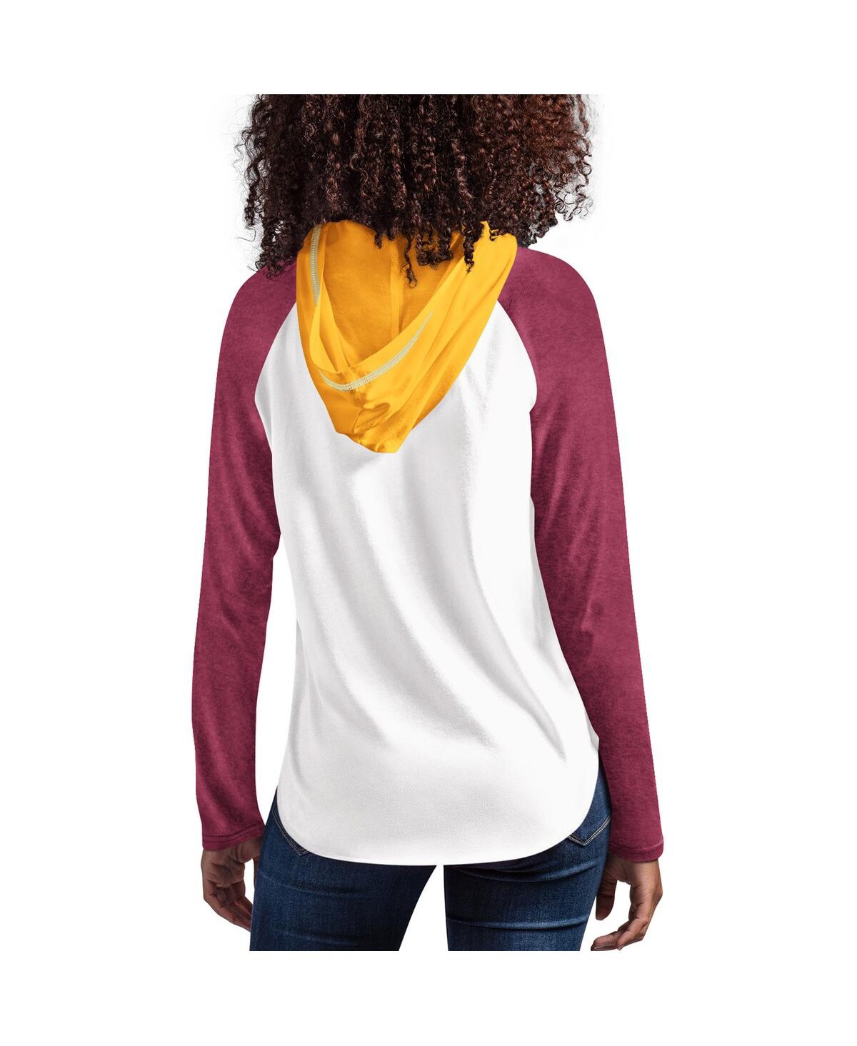 G-iii 4her By Carl Banks Women's  White, Maroon Arizona State Sun Devils From The Sideline Raglan Lon In White,maroon