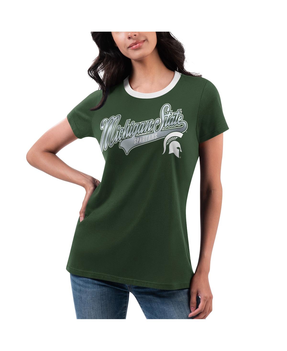 G-iii 4her By Carl Banks Women's  Green Michigan State Spartans Recruit Ringer T-shirt