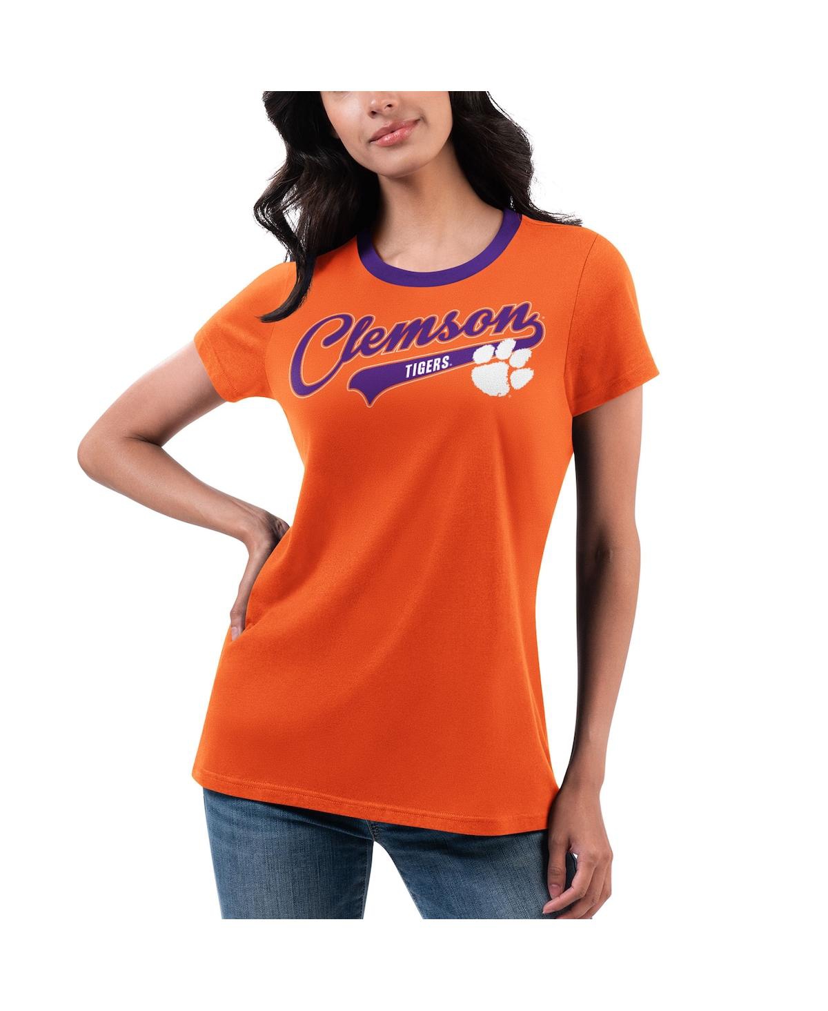G-iii 4her By Carl Banks Women's  Orange Clemson Tigers Recruit Ringer T-shirt