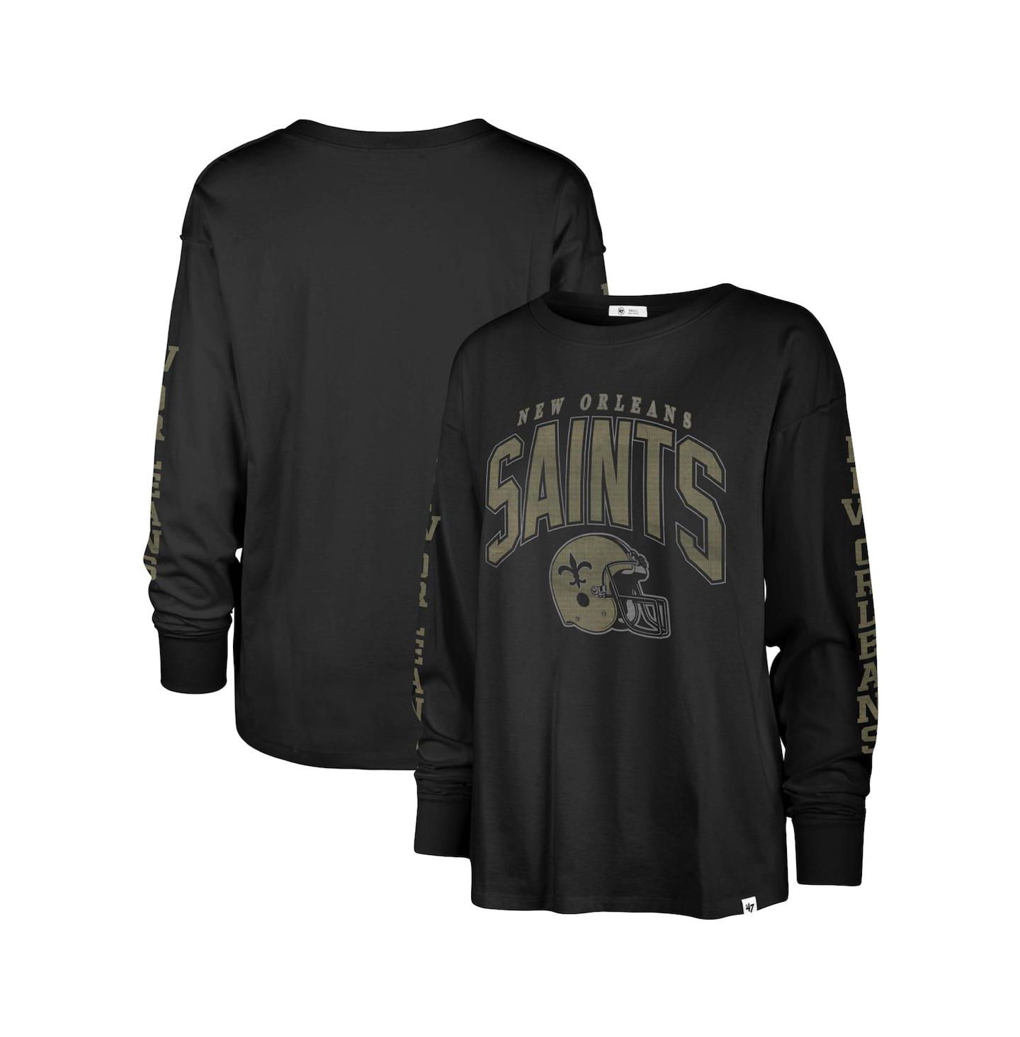 Женская футболка '47 Brand Black Distressed New Orleans Saints Tom Cat Long Sleeve — фото 1