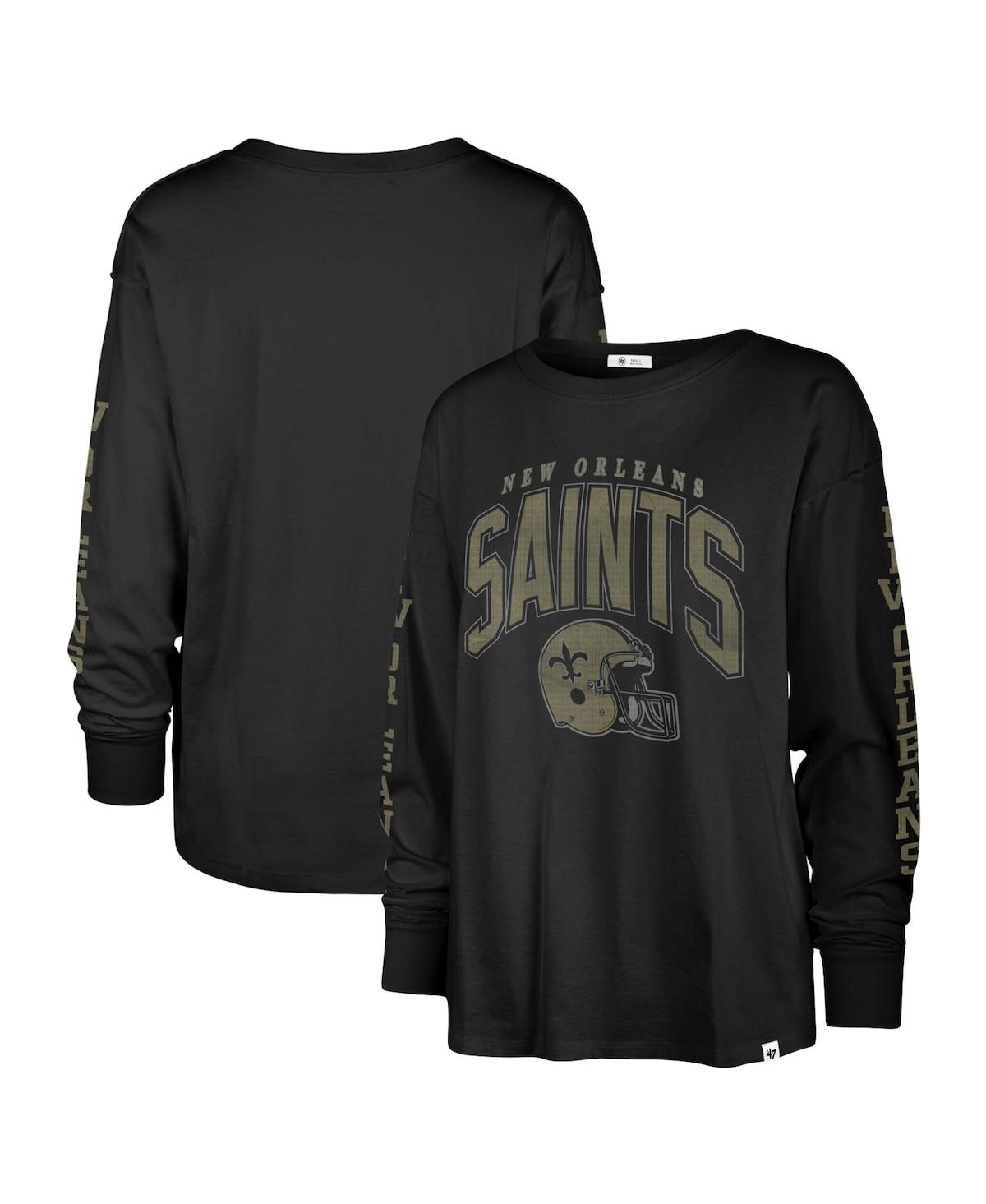 47 Brand Women's ' Black Distressed New Orleans Saints Tom Cat Long Sleeve T-shirt