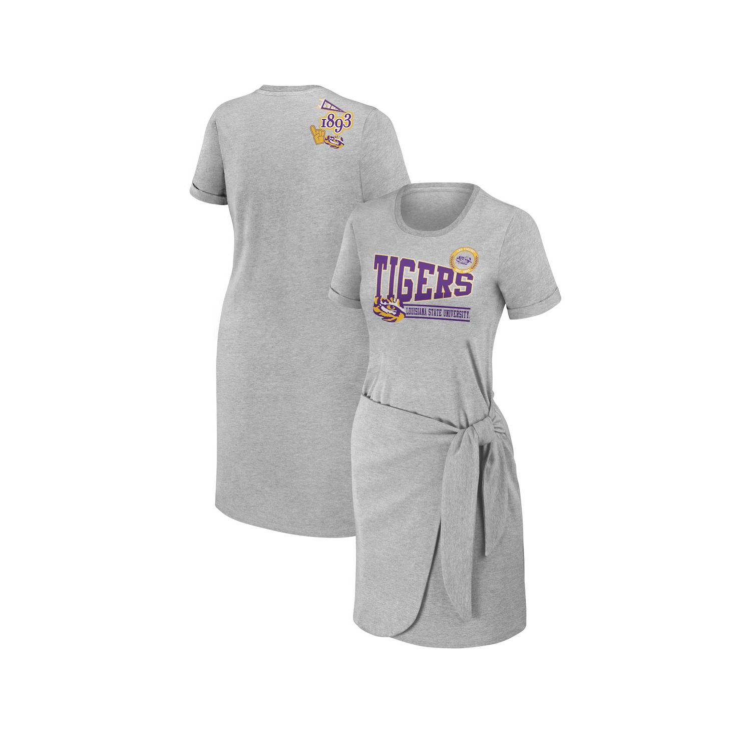 Women's Heather Gray LSU Tigers Knotted T-shirt Dress