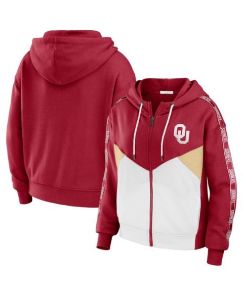 Женские худи WEAR by Erin Andrews Women's Crimson Oklahoma Sooners Colorblock Full-Zip Jacket