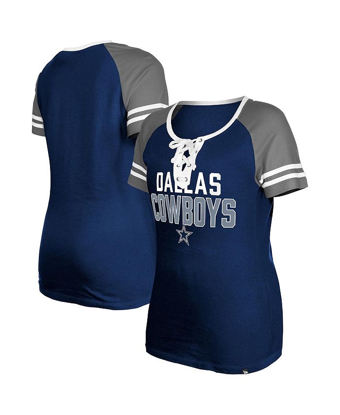 Women's Starter Navy Dallas Cowboys Rally Lace-Up 3/4-Sleeve T