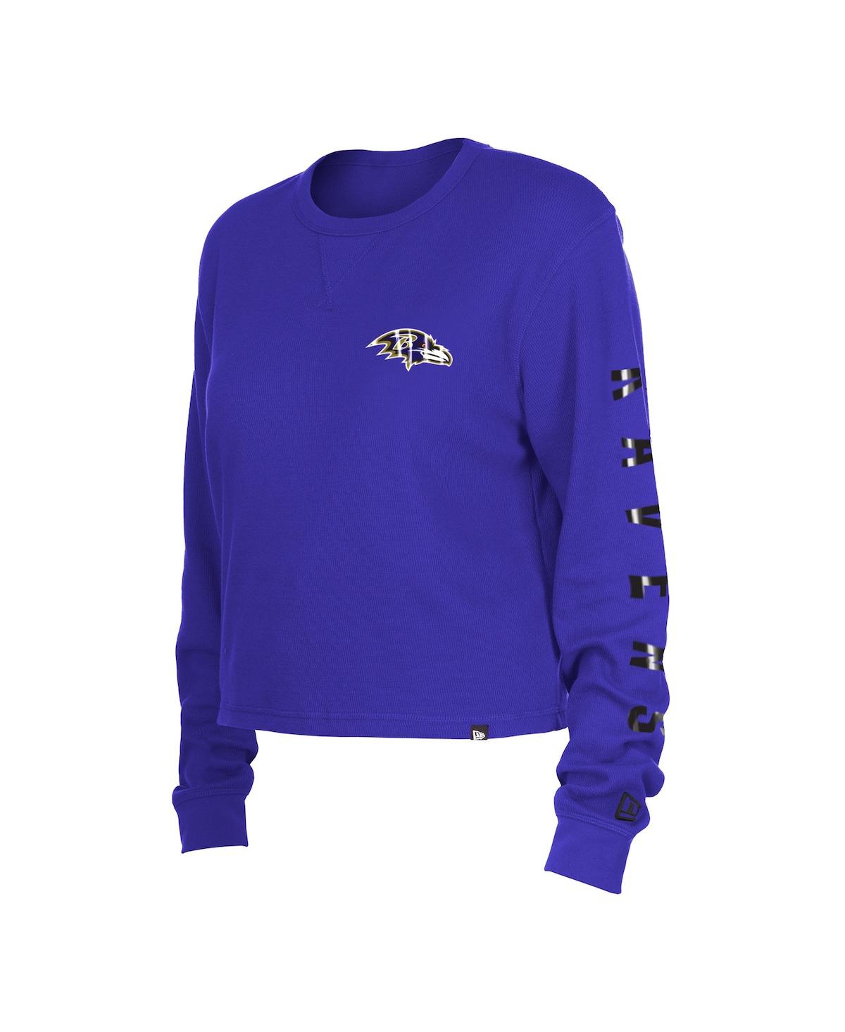 NEW ERA WOMEN'S NEW ERA PURPLE BALTIMORE RAVENS THERMAL CROP LONG SLEEVE T-SHIRT 