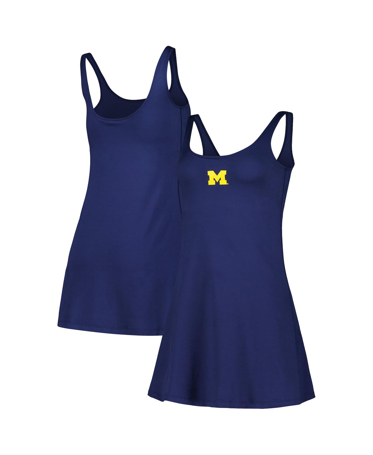 Shop Zoozatz Women's  Navy Michigan Wolverines Logo Scoop Neck Dress