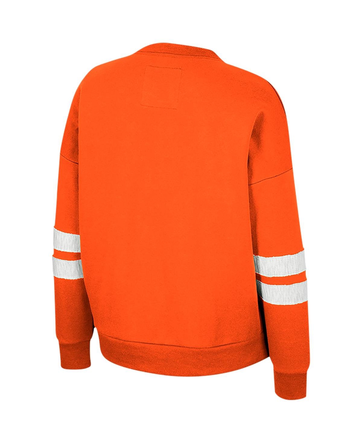 Shop Colosseum Women's  Orange Distressed Miami Hurricanes Perfect Date Notch Neck Pullover Sweatshirt