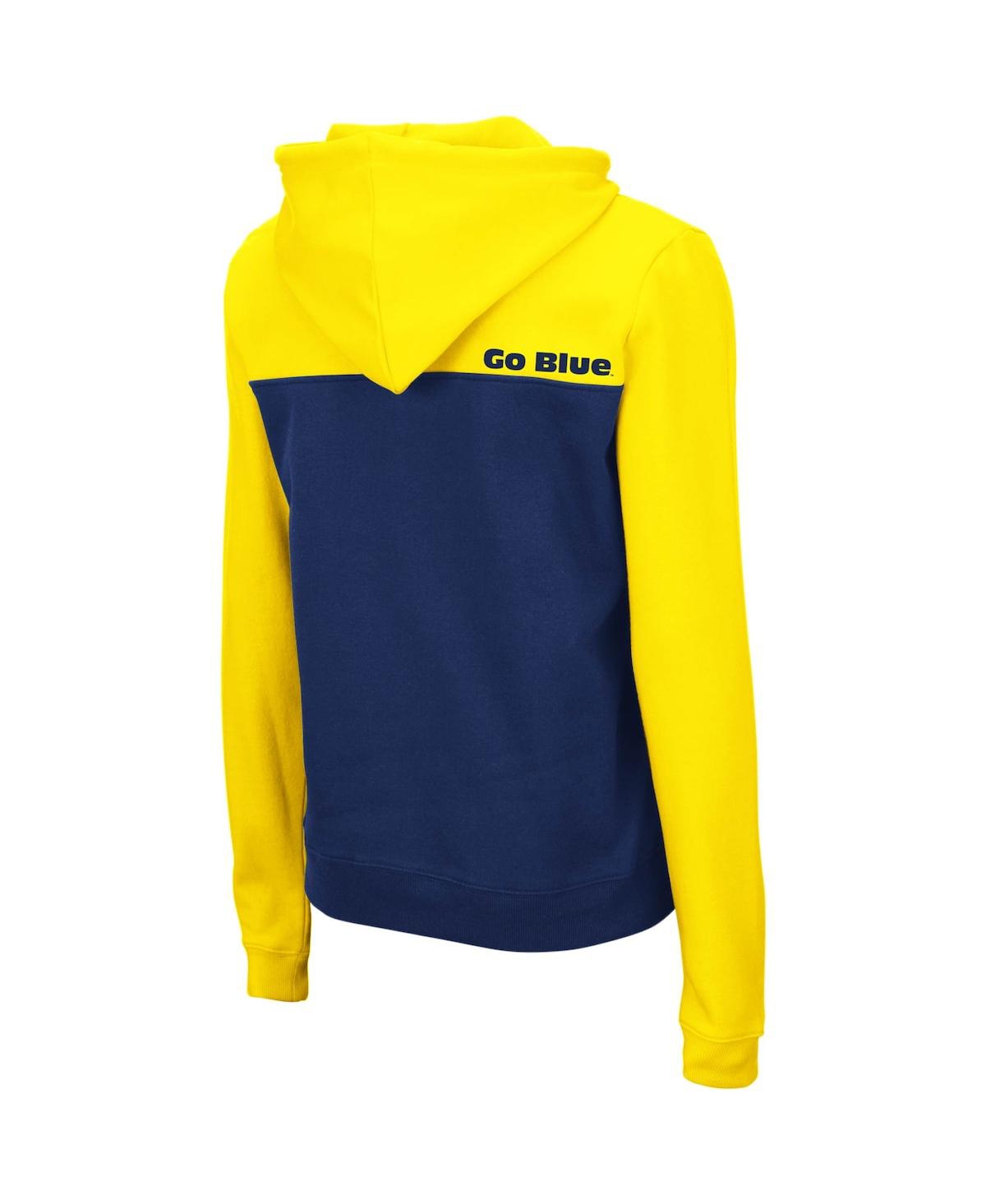 Colosseum Women's  Maize, Navy Michigan Wolverines Aidan Lightweight Quarter-zip Hoodie In Maize,navy