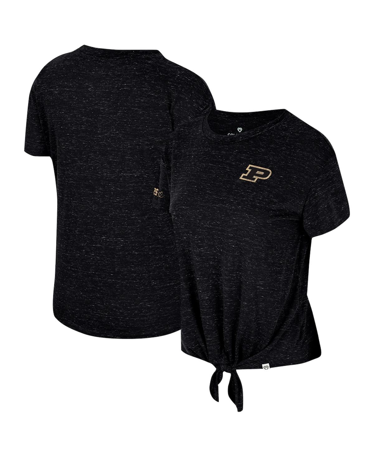 Women's Colosseum Black Distressed Purdue Boilermakers Finalists Tie-Front T-shirt - Black
