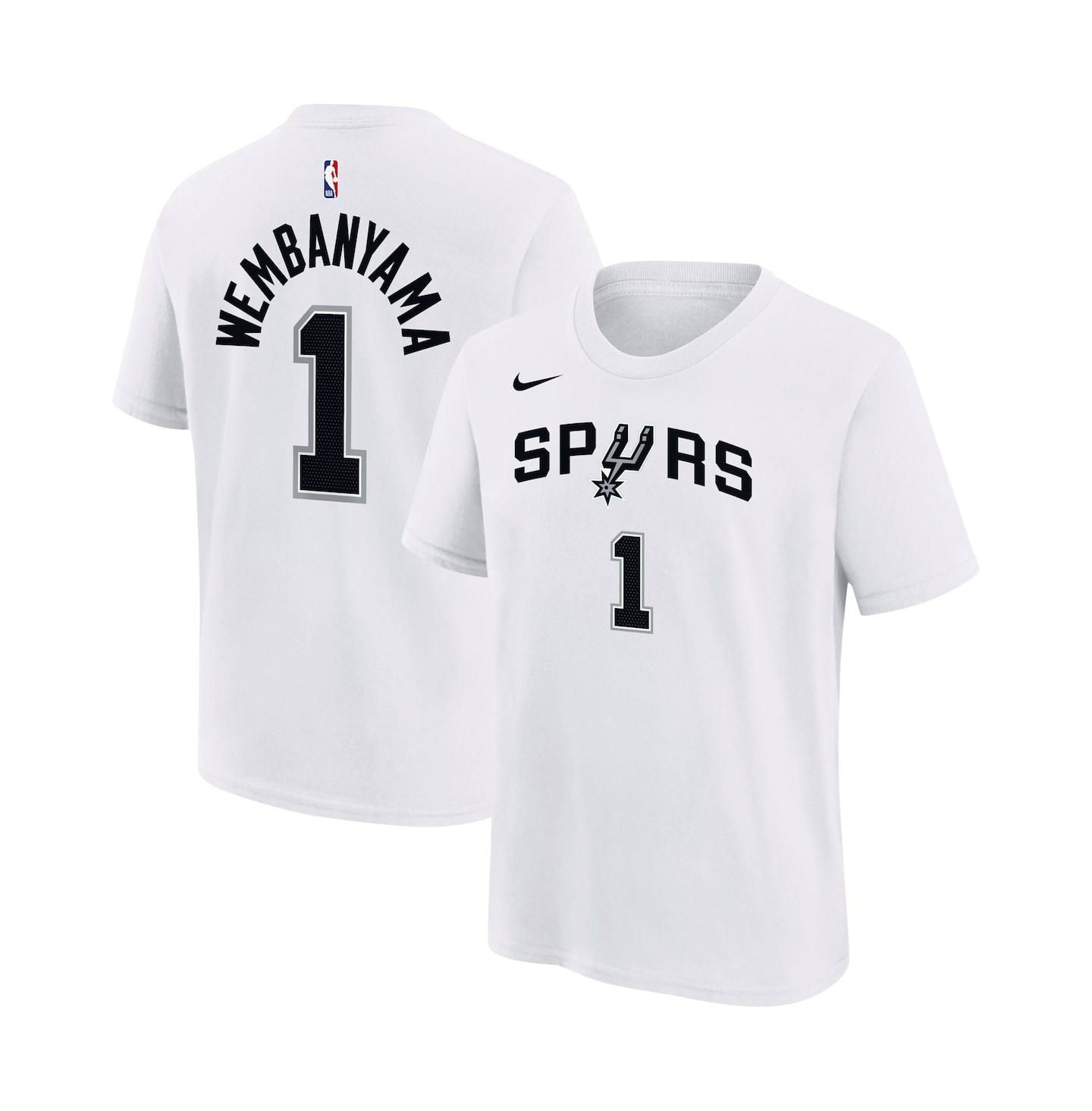 Футболка Nike Victor Wembanyama White San Antonio Spurs Name and Number Association T-shirt для мальчиков — фото 1