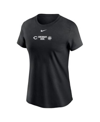Women's Black Cincinnati Reds Over Shoulder T-shirt