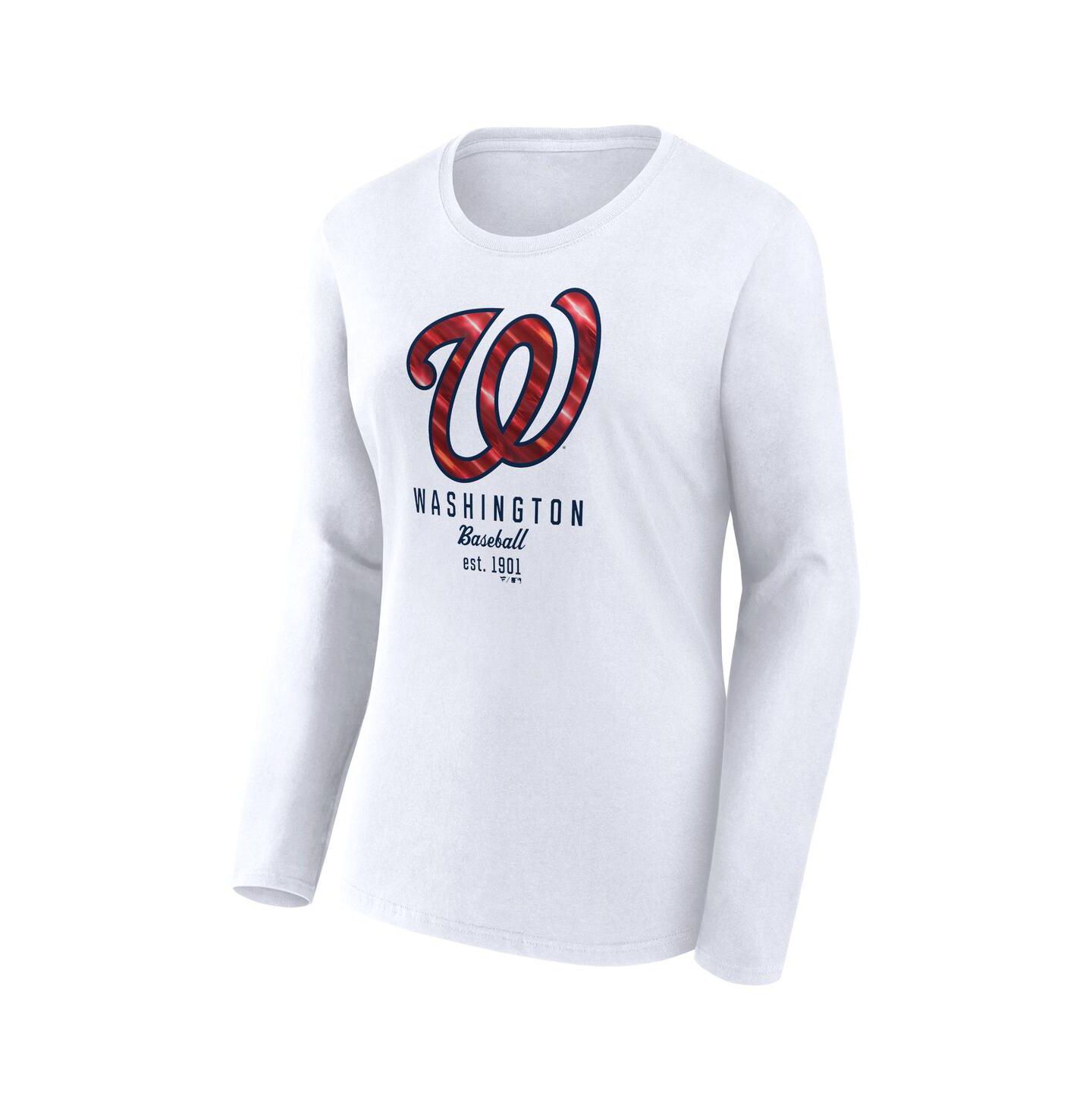 Женская футболка Fanatics White Washington Nationals Long Sleeve — фото 2
