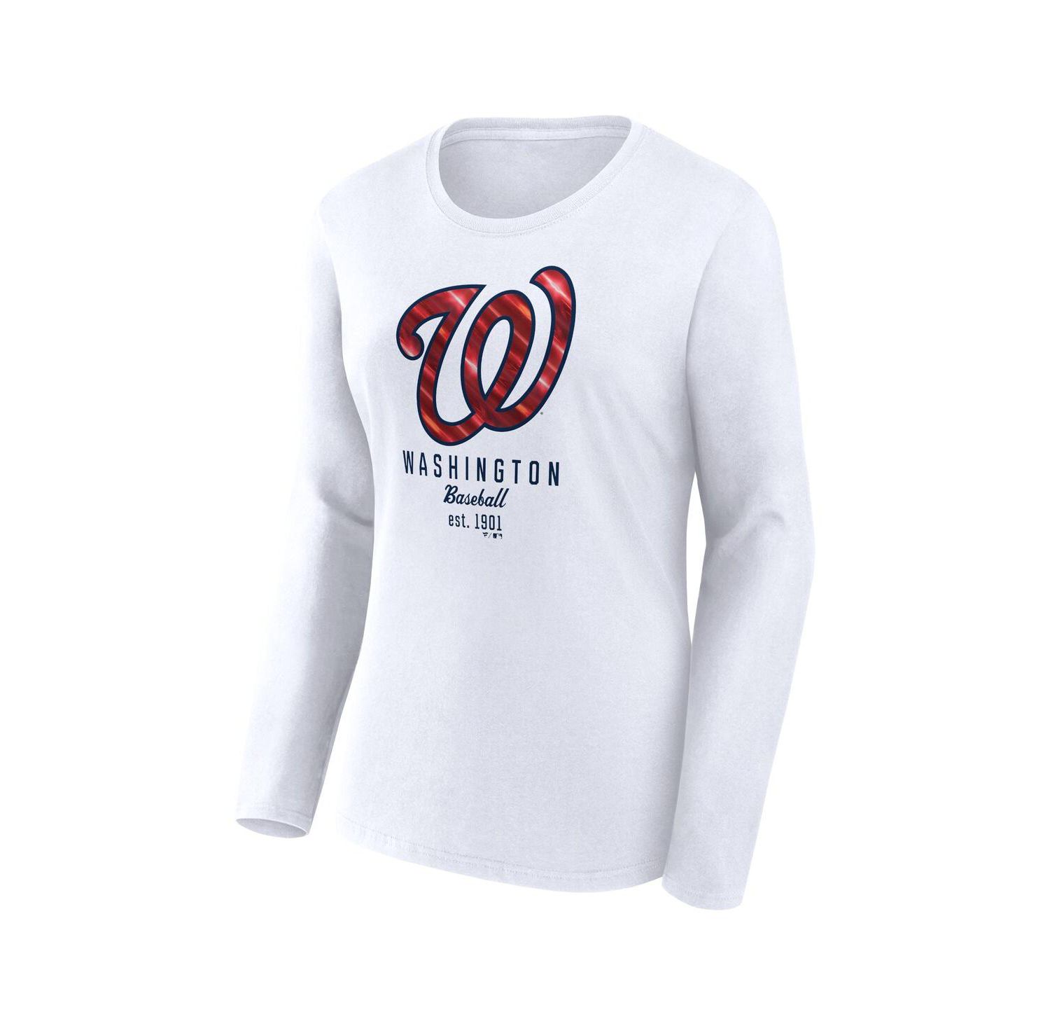 Women's White Washington Nationals Long Sleeve T-shirt