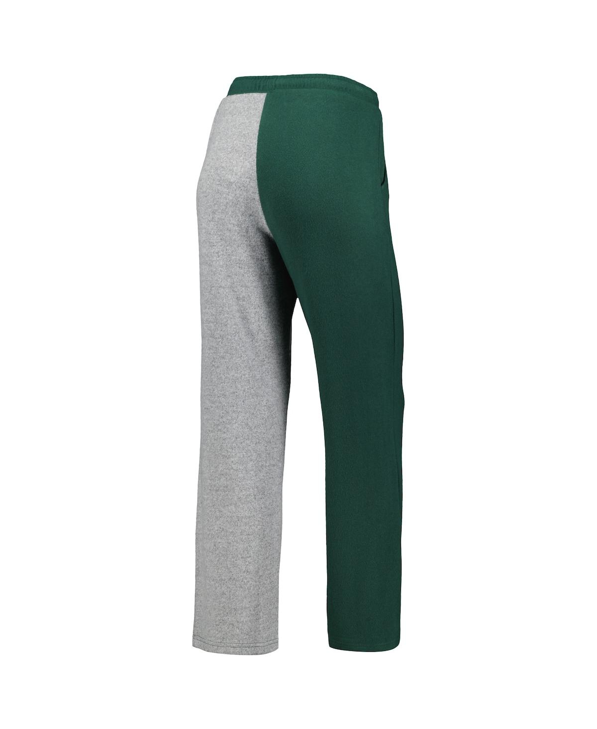 Shop Zoozatz Women's  Green, Gray Michigan State Spartans Colorblock Cozy Tri-blend Lounge Pants In Green,gray