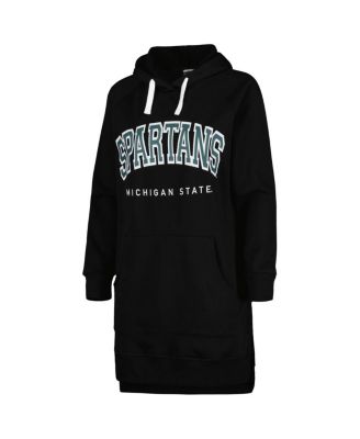 Women's Black Michigan State Spartans Take a Knee Raglan Hooded Sweatshirt Dress