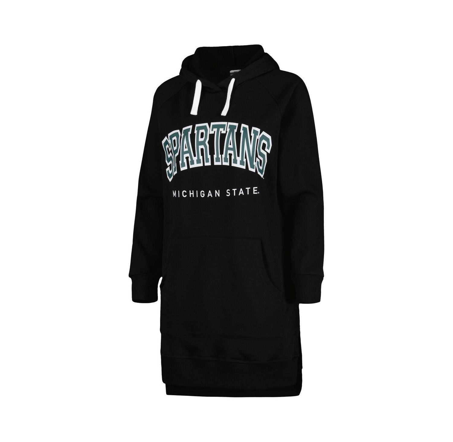 Women's Black Michigan State Spartans Take a Knee Raglan Hooded Sweatshirt Dress