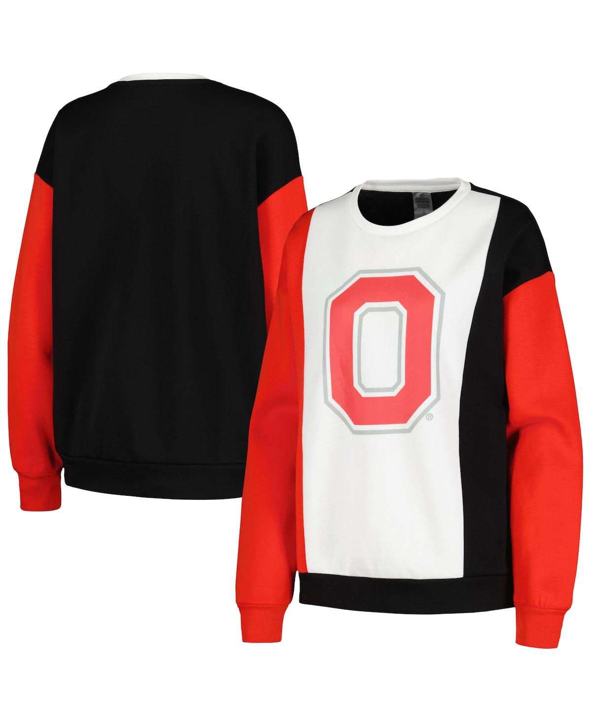 Shop Gameday Couture Women's  White, Black Ohio State Buckeyes Vertical Color-block Pullover Sweatshirt In White,black