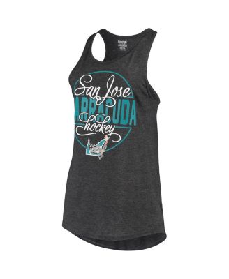 Women's Heathered Black San Jose Barracuda Tri-Blend Circle Tank Top