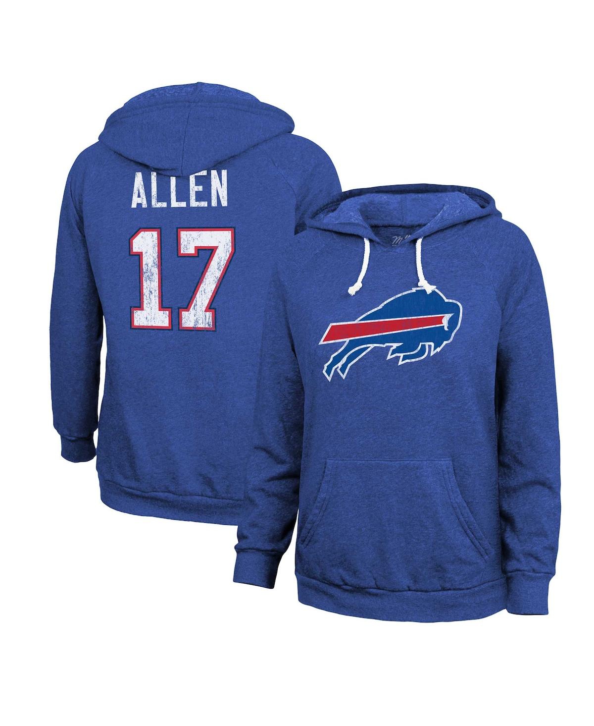 Women's Majestic Threads Josh Allen Royal Distressed Buffalo Bills Name and Number Pullover Hoodie - Royal