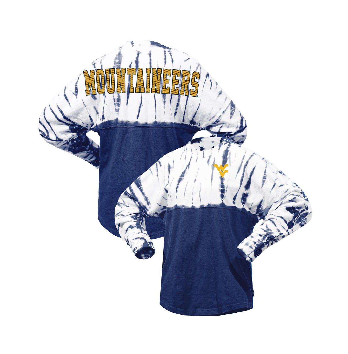 Женская футболка Spirit Jersey Navy West Virginia Mountaineers Tie-Dye Long Sleeve Jersey — фото 1
