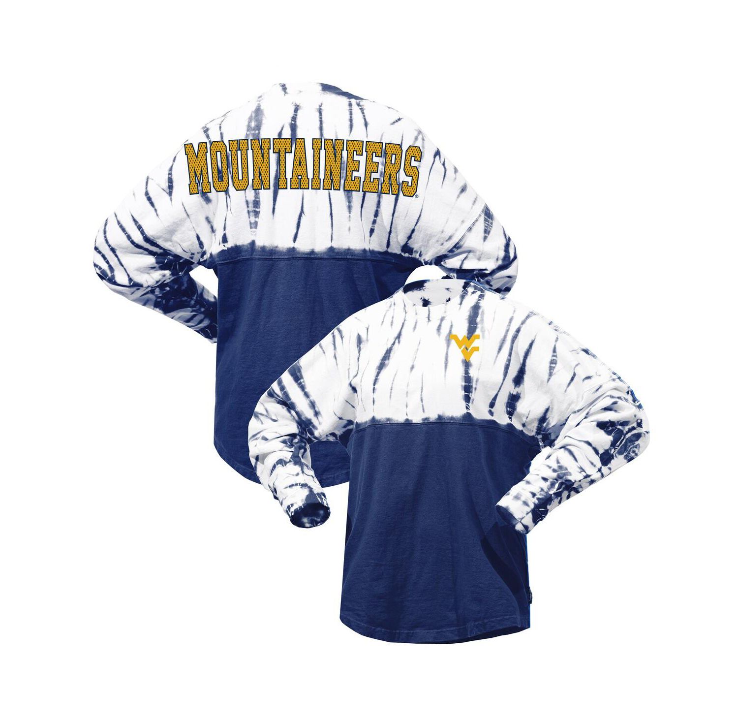Women's Navy West Virginia Mountaineers Tie-Dye Long Sleeve Jersey T-shirt