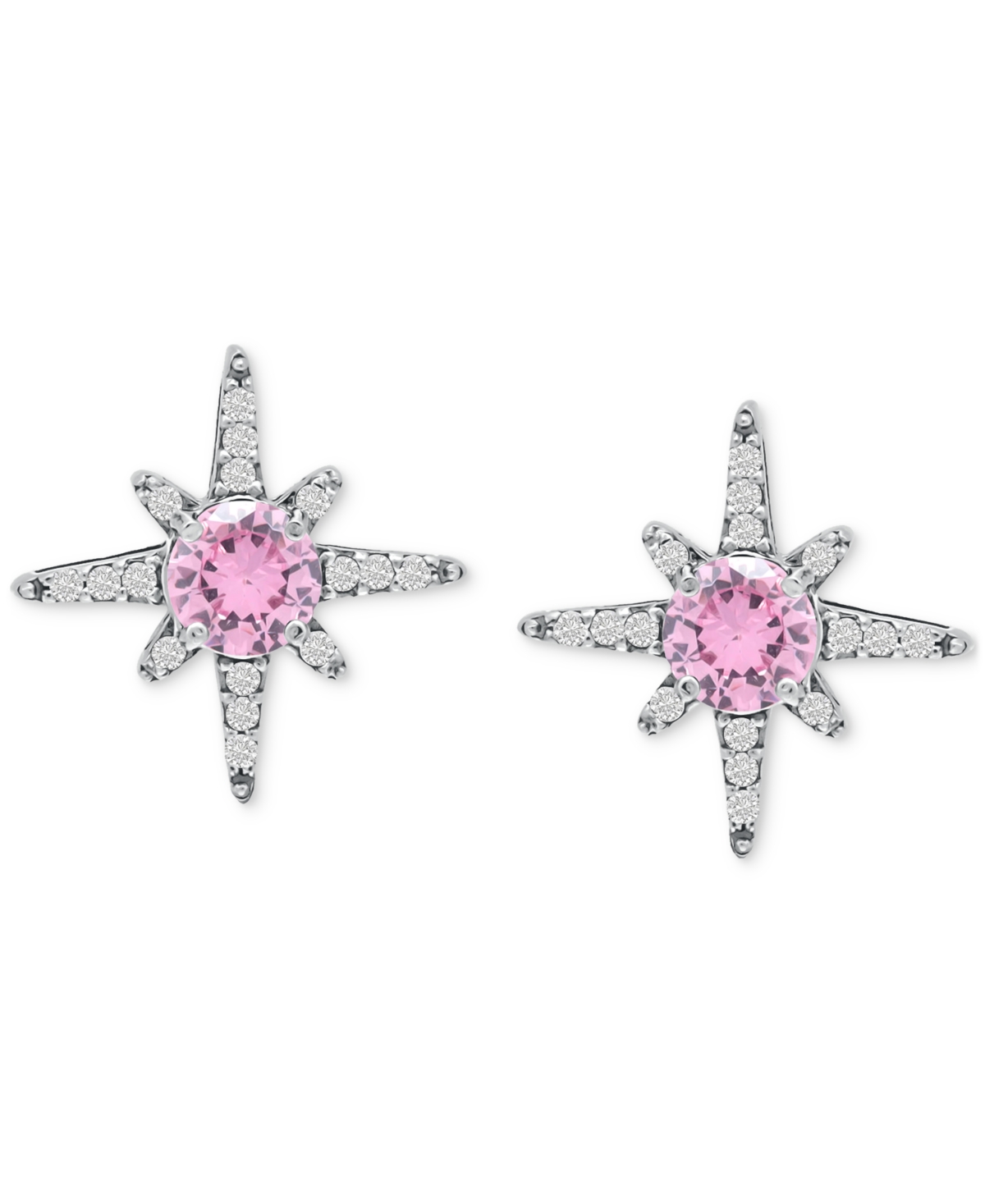 Giani Bernini Cubic Zirconia Celestial Star Stud Earrings In Sterling Silver, Created For Macy's In Pink