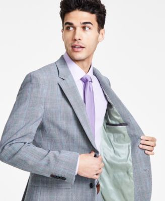 Hugo Boss Hugo Boss Men's Slim Fit Gray Plaid Superflex Suit Jacket