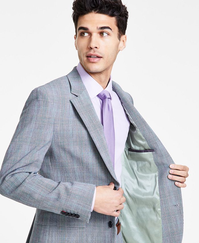 Hugo Boss Hugo Boss Men's Slim Fit Gray Plaid Superflex Suit Jacket