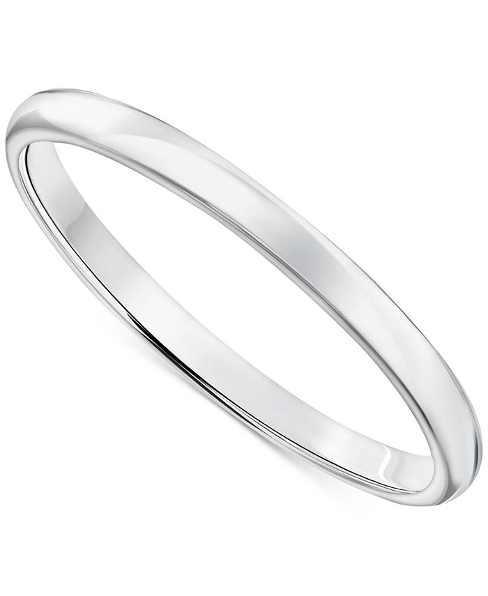Macy's Polished Comfort Fit Wedding Band in Platinum - Macy's