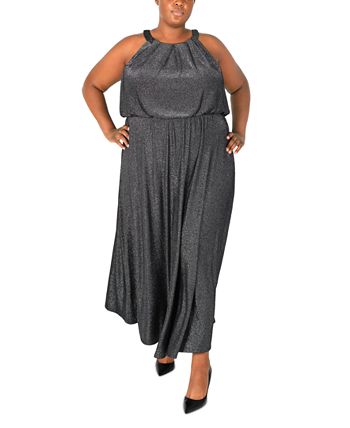 Rachel Roy Women's Trendy Plus Size Sparkle-Knit Halter Dress Black Size 22