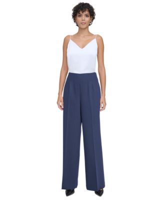 Calvin Klein - Petite High Rise Pinstripe Wide-Leg Pants
