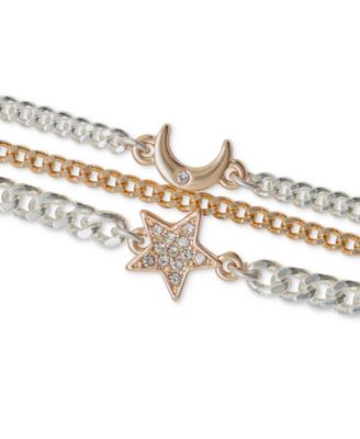 Lucky Brand - Two-Tone Pav&eacute; Celestial Charm Multi-Chain Flex Bracelet