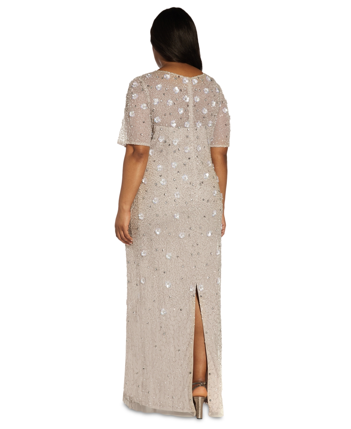 Adrianna Papell Plus Size 3D Floral Embellished Gown