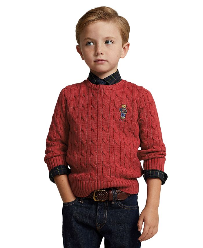Polo Ralph Lauren Toddler and Little Boys Polo Bear Cable-Knit Sweater ...