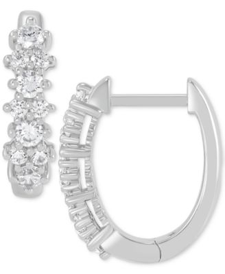Lab Grown Small Diamond Hoop Earrings (1/2 ct. t.w.) in Sterling Silver or 14k Gold-Plated Sterling Silver